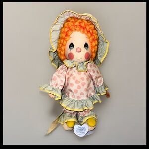 Vintage Precious Moments Rag Doll | Heart Pajamas & Bonnet | Soft Cloth Doll